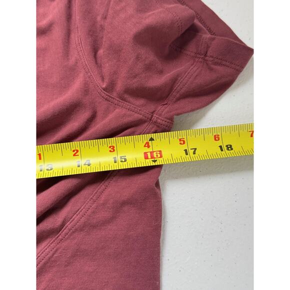 Lululemon Shirt Womens 4 Burgundy Pima Cotton Twist Front SS Crescent Tee Crop - Picture 6 of 7
